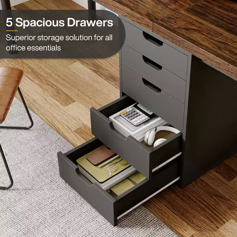 Lantine 78.74 Inches Computer Desk with 5 Drawers