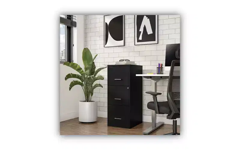 3-Drawer Vertical File Cabinet, Letter Size, Black, 14