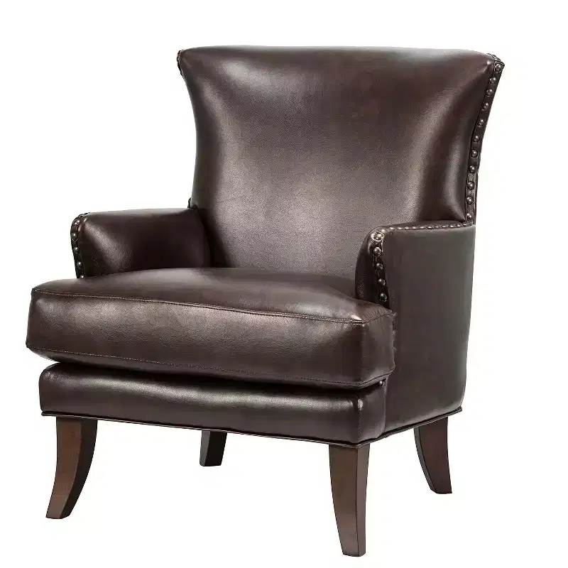 Transitional Vegan Leather wingback design Armchair with Nailhead Trim for Living Room and Bedroom