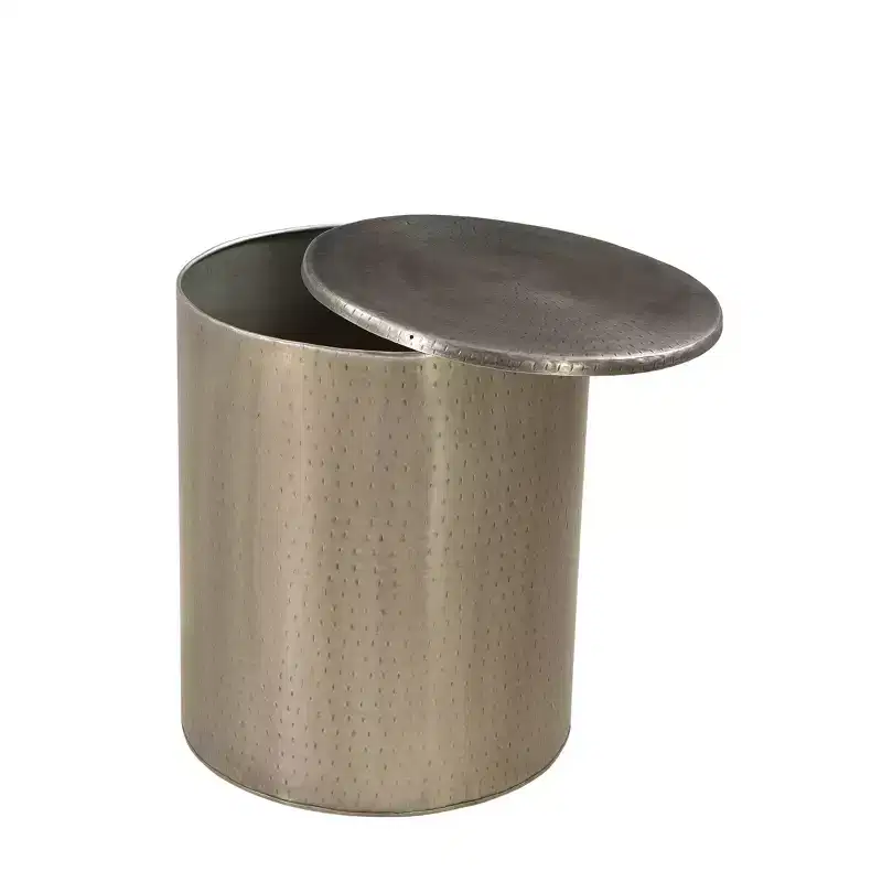 Drum Iron End Table Silver