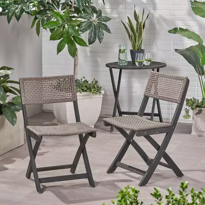 MAYEERTY Set of 2 Bistro Chairs Metal Frame Compact Design for Indoor Outdoor Cafe Bistro