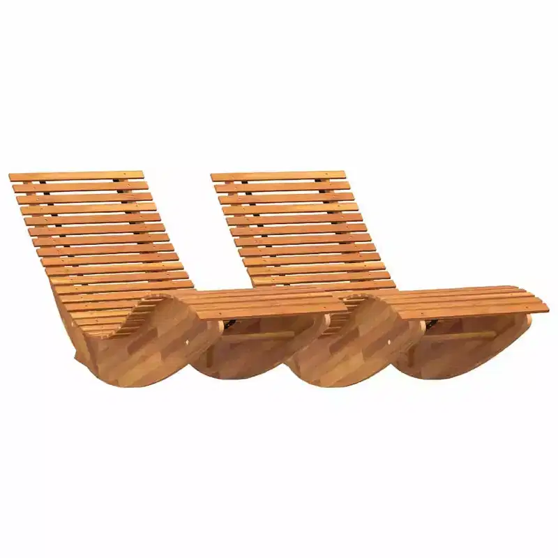 vidaXL Lounger 2 pcs Brown 60.63 x 23.62 x 29.13 in Solid Acacia Wood