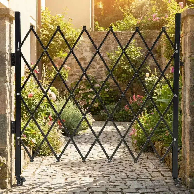 Foldable Security Gate with Universal Wheels, Expanding Fence 360Rolling Barricade Gate, Courtyard Garden Garade Yard
