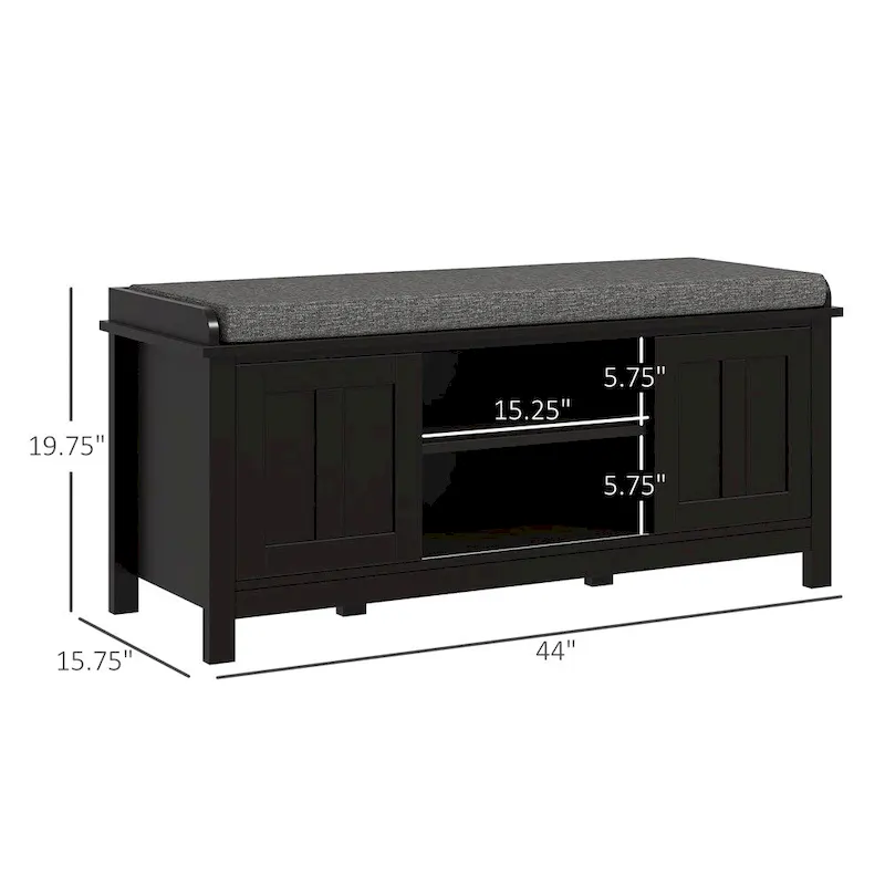 Entryway Shoe Bench Storage Ottoman w/Sliding Door,Adjustable Shelving