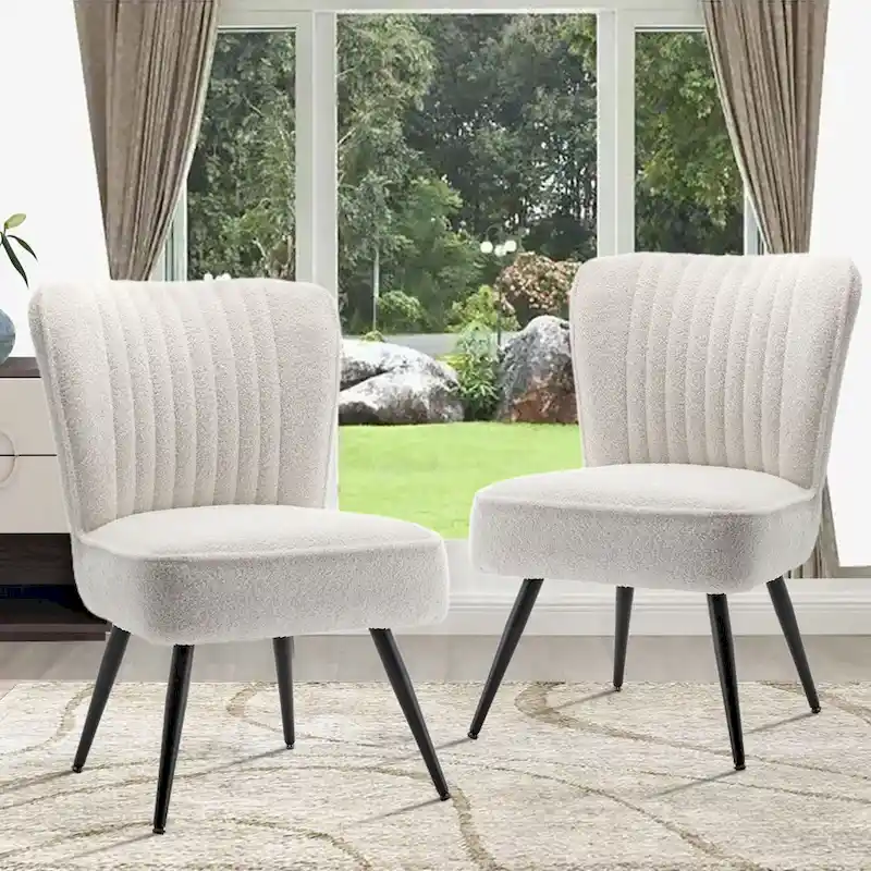 Armless Accent Chair (2-Pack), Living Room Chairs Modern Accent Chairs for Bedroom