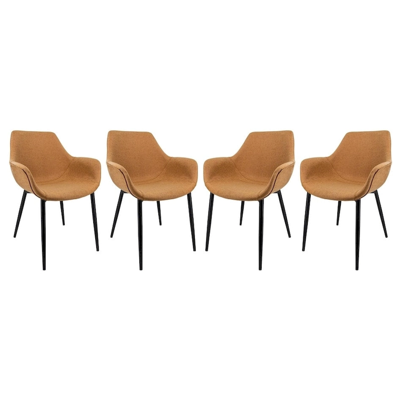 Markley Leather Dining Chair with Iron Legs Set of 4 Modern Accent Armchair