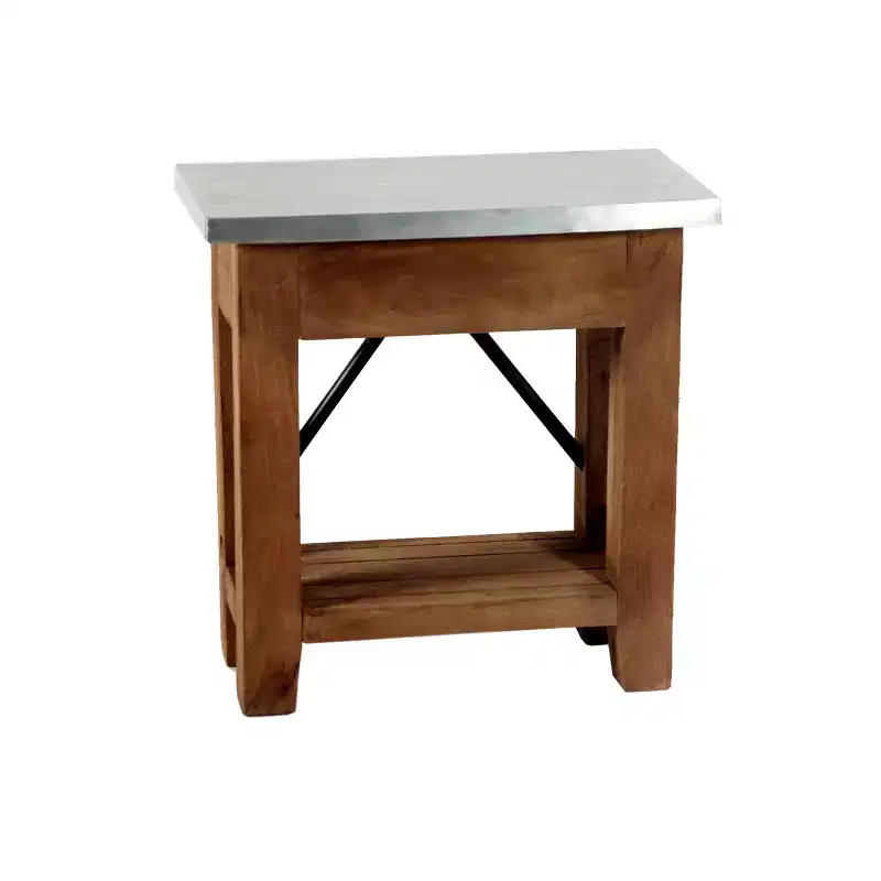 Millwork End Table with Shelf: Modern Industrial Style, Hardwood Frame - Alaterre Furniture