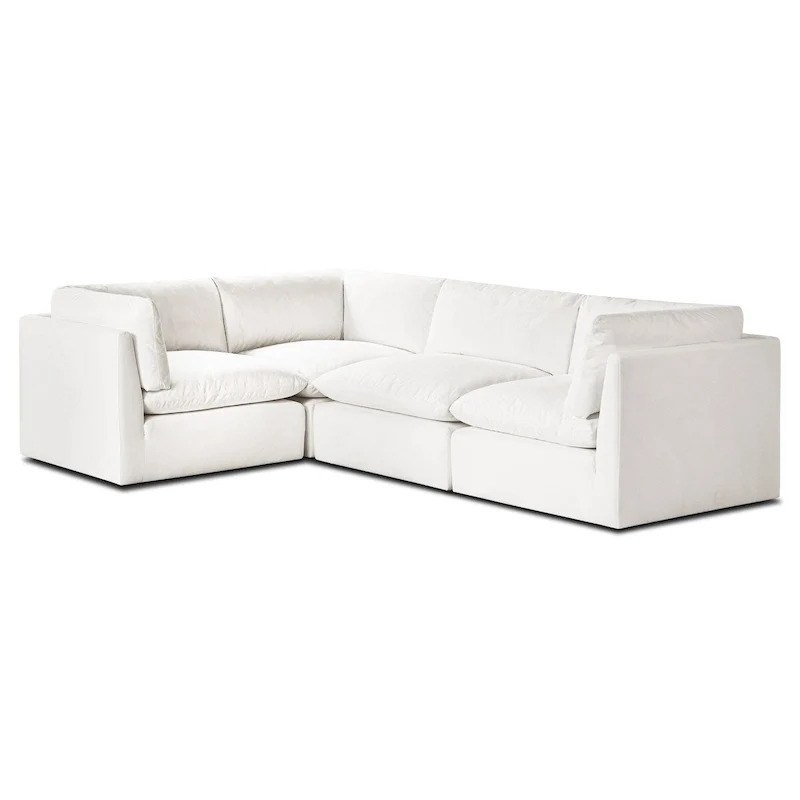 Poly and Bark 4-Seat Davos Modular L-Sectional in Cotton White