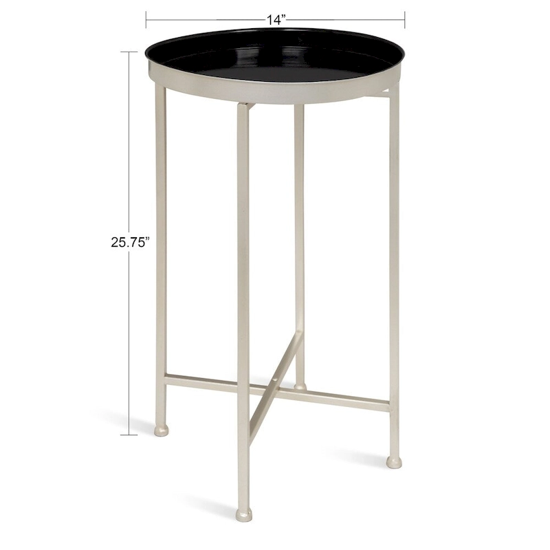 Kate and Laurel Celia Round Metal Foldable Tray Table - 14x14x25.75