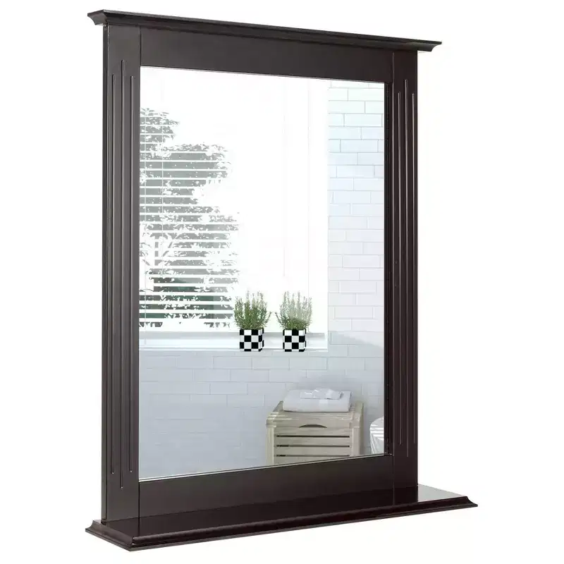 Bathroom Wall-Mounted Mirror W/Shelf Vanity Makeup Mirror Multipurpose