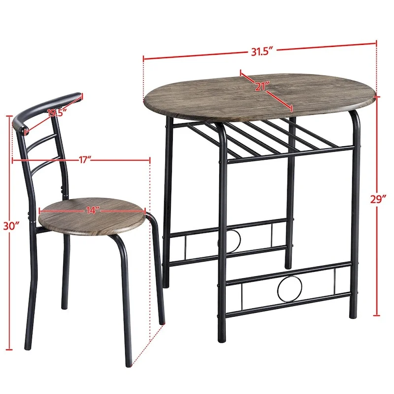 Yaheetech Modern Round Dining Table Set, 3 Piece Dining Room Sets