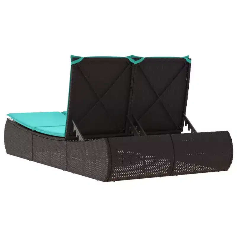 vidaXL Double Sun Lounger with Cushions Poly Rattan