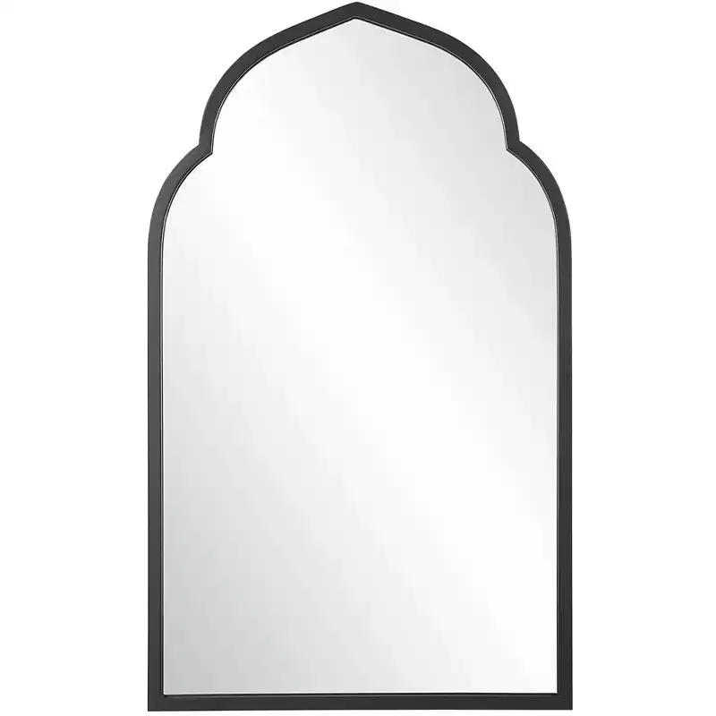 Uttermost Arch Vanity Decorative Wall Mirror Modern Bold Matte Black Forged Iron Frame 24 Wide for Bathroom Bedroom Living Room