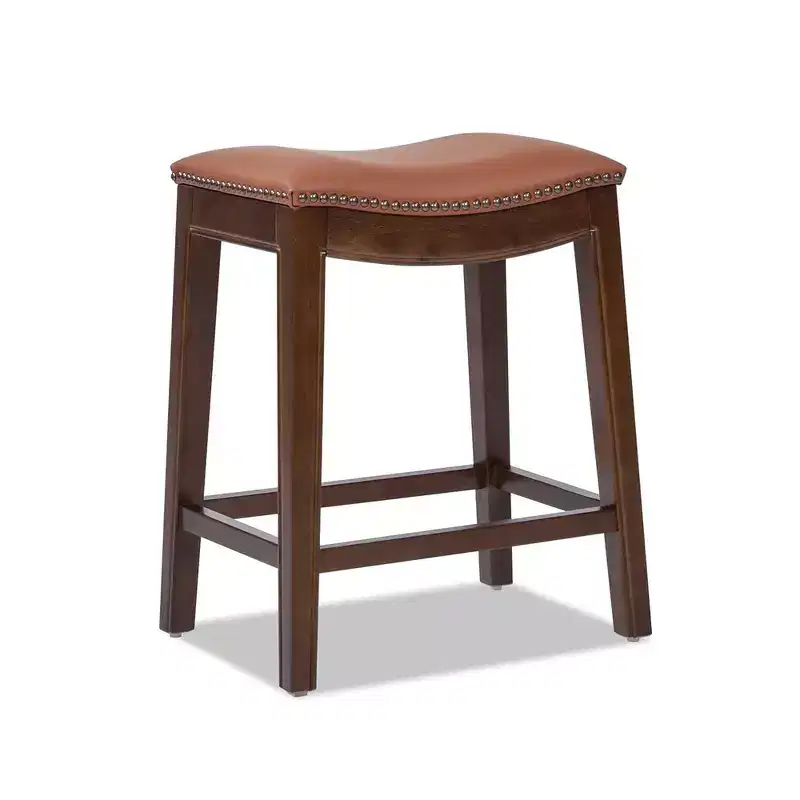 24.5 Top Grain Leather Backless Saddle Counter Stool
