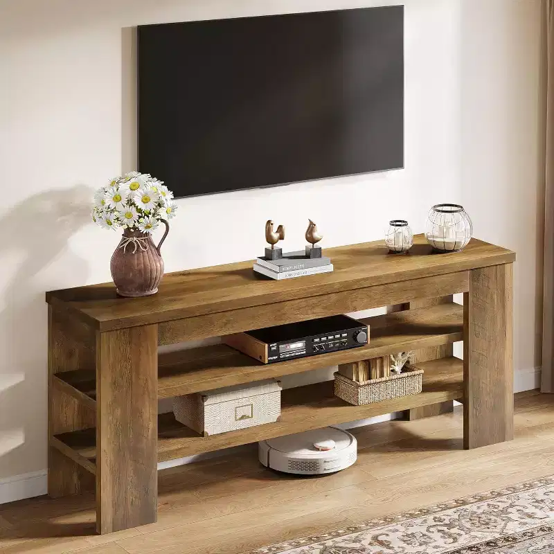 Lantine TV Stand for TVs up to 55 Inch, Entertainment Center with Open Storage Shelves, Modern Media Console Table for Living Room, Bedroom