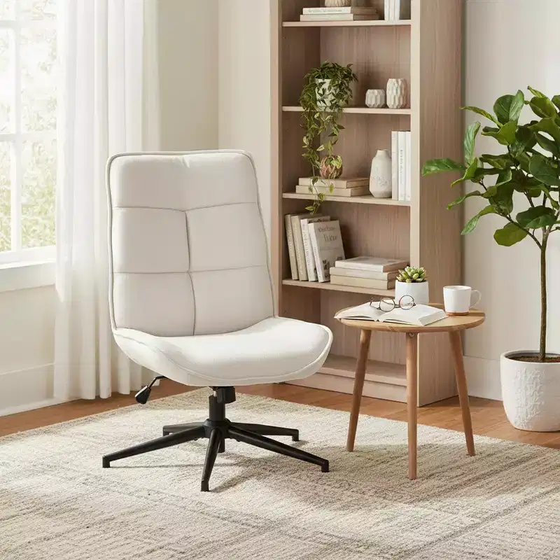Swivel Accent Chair for Small Spaces, Upholstered, Beige