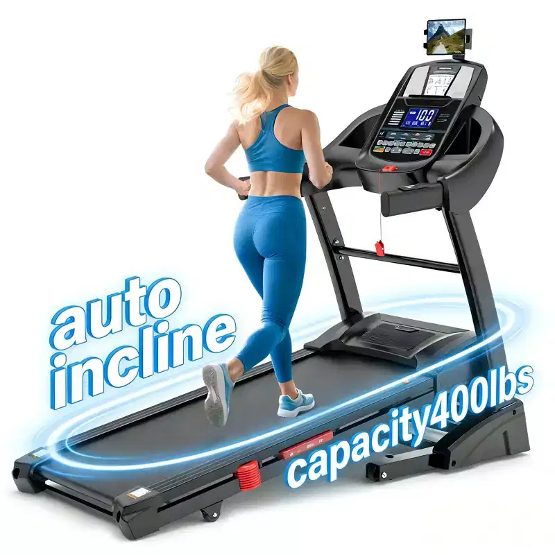 Smart Foldable Treadmill with Auto Incline for Home , 5HP Quiet Brushless Motor, 20 Levels Auto Incline, 400LBS Capacity