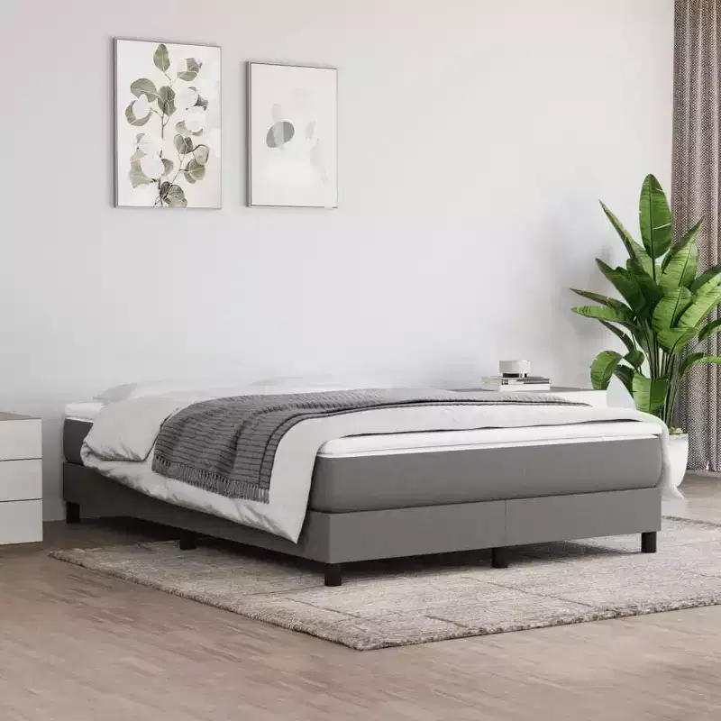 Bed Frame Dark Grey Fabric, plywood, engineered wood Queen
