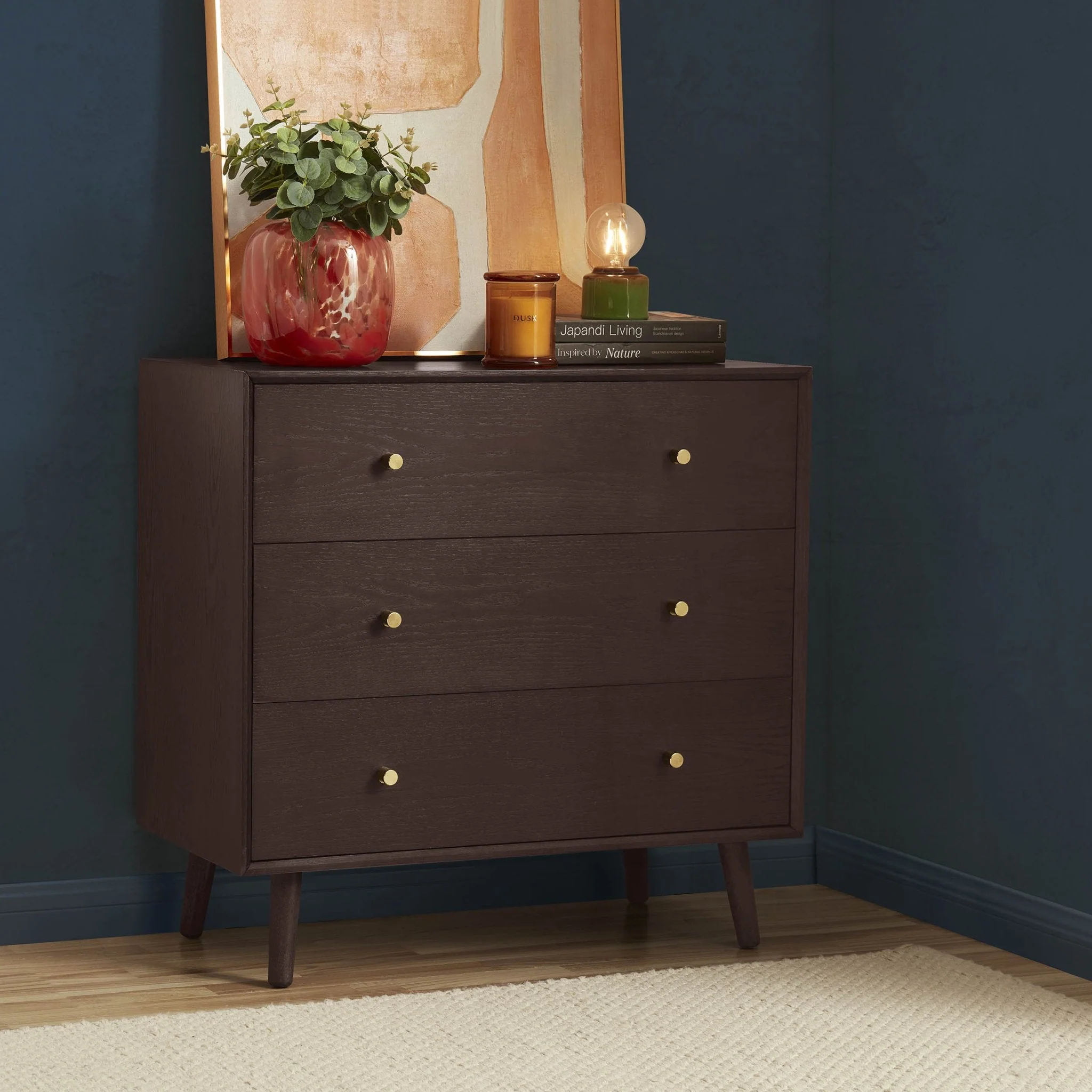 Oak 3 Drawer Chest - Walnut