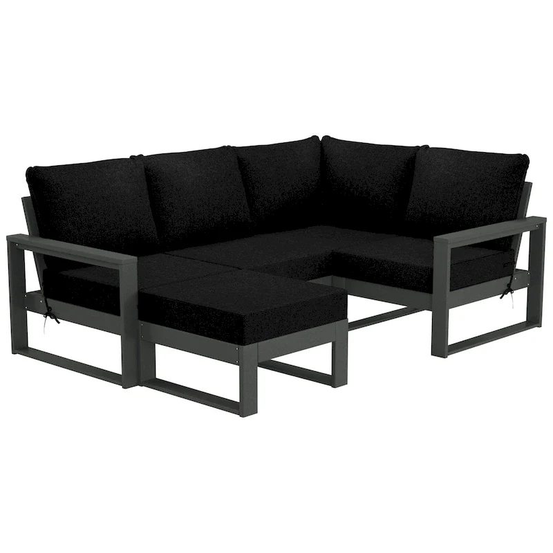 Polytrends Endless Patio 5-Piece Deep Seating Set with Ottoman with Gray Frame