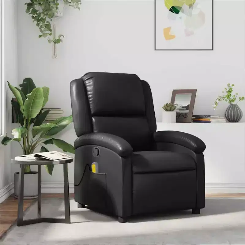 Black Massage Recliner Chair - Adjustable Backrest & Footrest for Ultimate Relaxation