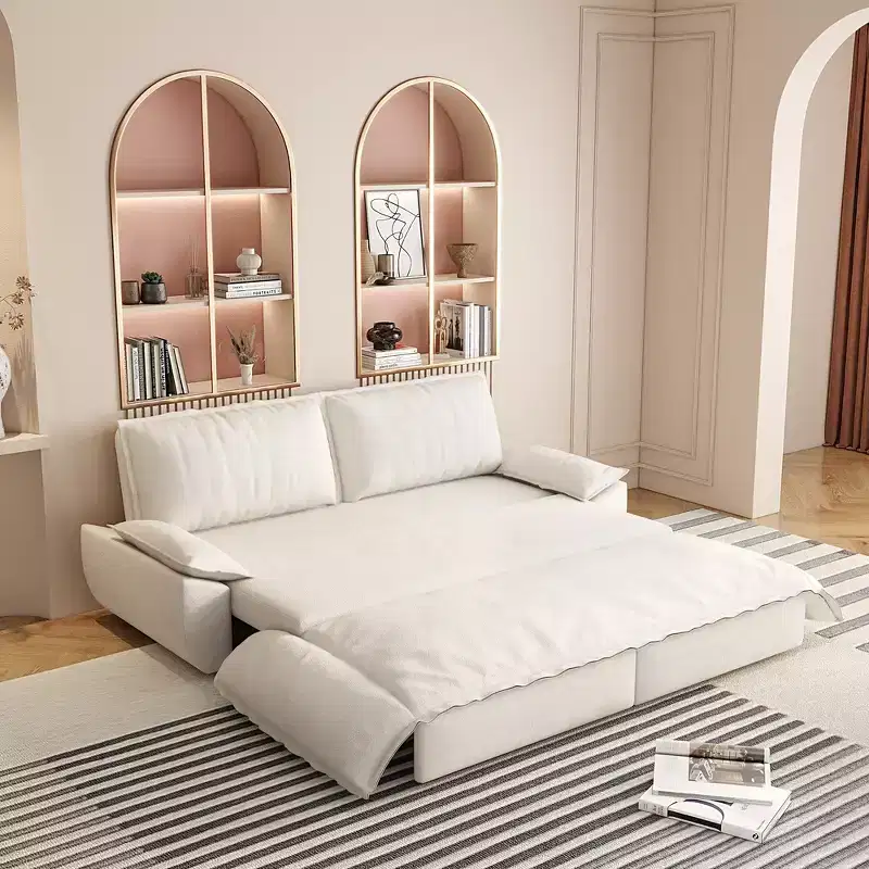 3-in-1 Queen Velvet Sleeper Pull Out Sofa Bed, Convertible Loveseat Sofa Couch