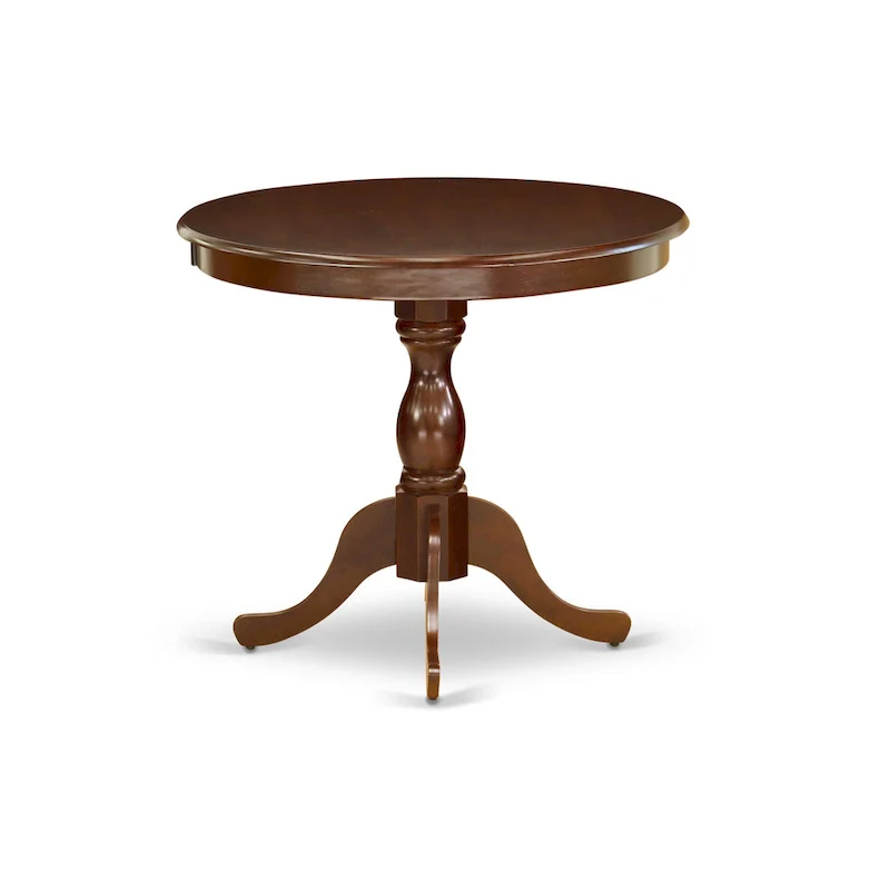 Round Wood Dining Table with Pedestal Base, 36x36 Inch (Multiple Finish Options)