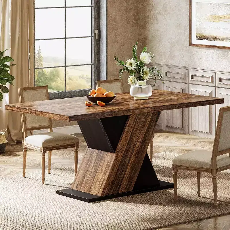 Lantine 55-Inch Farmhouse Rectangle Dining Table for 4-6 People