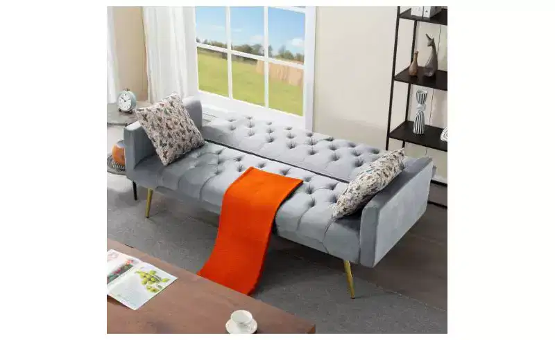 Modern Button Tufted Convertible Sleeper Sofa Bed with Adjustable Back,Upholstered Futon Sofa Couch for Living Room,Apartment