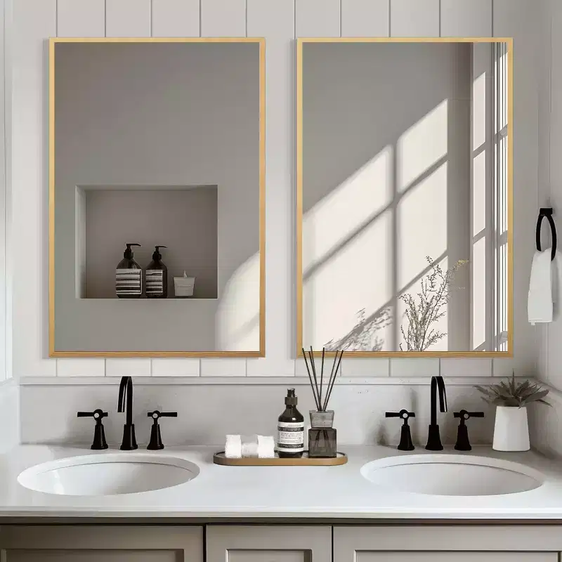 MAYEERTY Hanging Mirror Aluminum Alloy Thin Edge Right Angle Rectangle