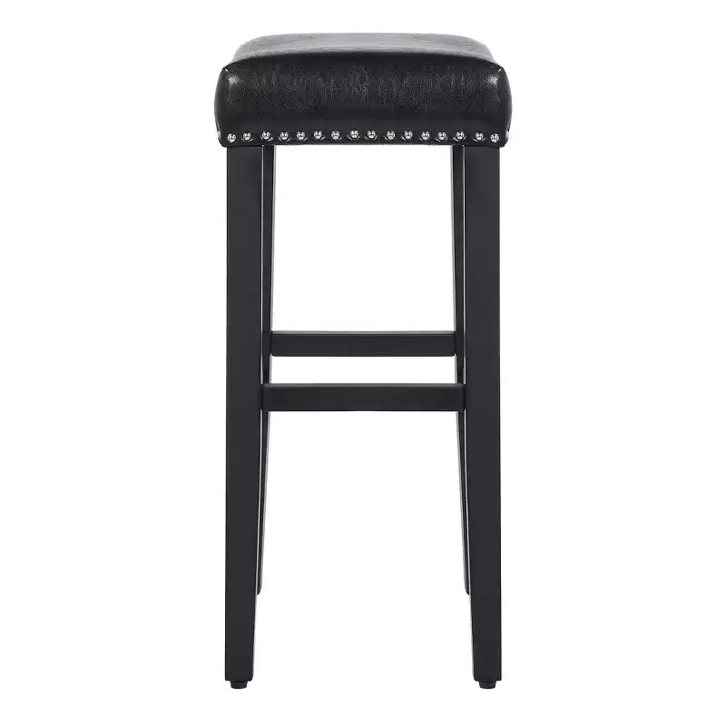 29 Upholstered Saddle Seat Bar Stool (Set of 2), Black/Black