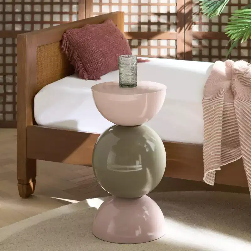 Round Accent Table - Beige/Green