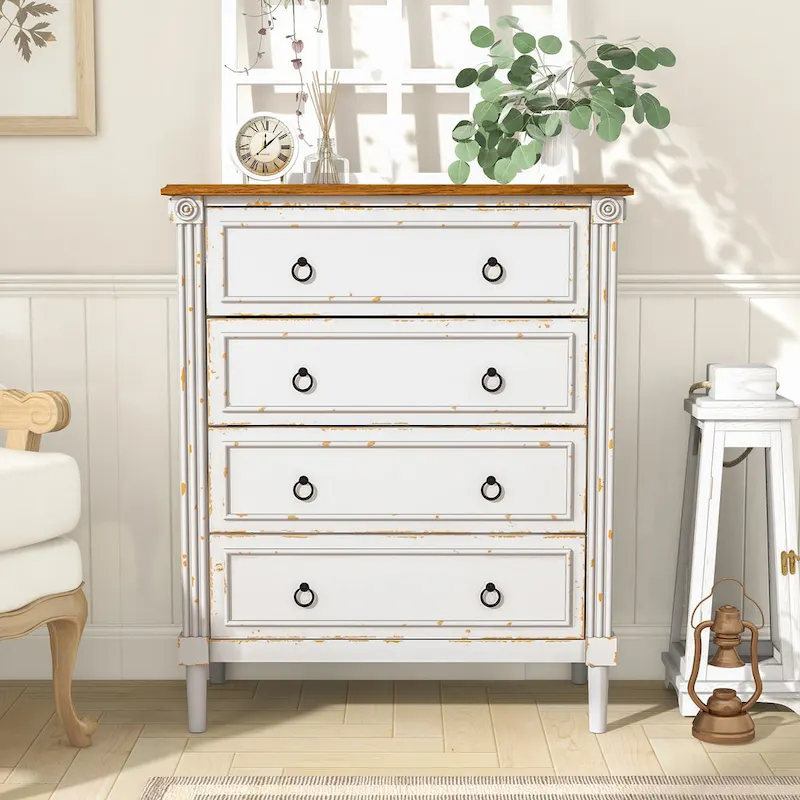 Traditional Solid Wood 4-Drawer Chest