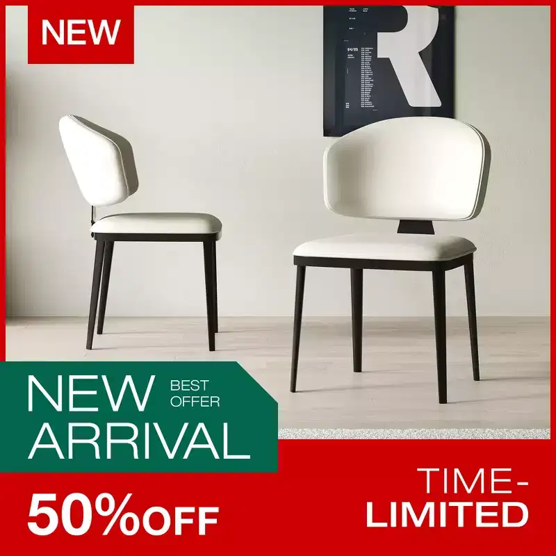 Set of 2 Modern Armless Metal Dining Chairs for Multi-Use, Off-White