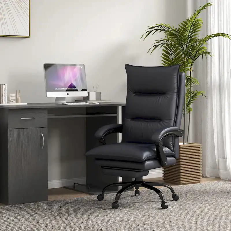 Vinsetto High Back Massage Office Chair with 6 Vibration Points, Heated Reclining Microfiber Computer Chair with Footrest