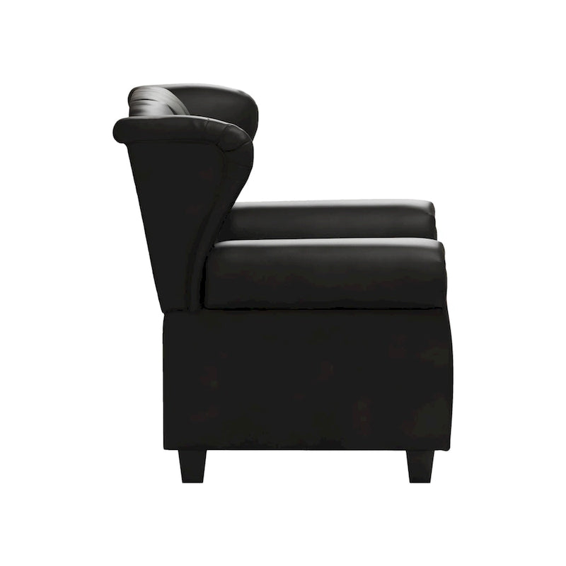 Black Adjustable Tufted Arm Chair with Sturdy Legs