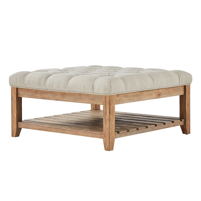 Lennon Pine Planked Ottoman Coffee Table by iNSPIRE Q Artisan