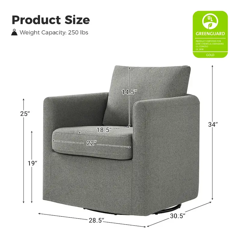 Erkenbald Modern 360-Degree Swivel Chair with Removable Slipcover Set of 2 by HULALA HOME