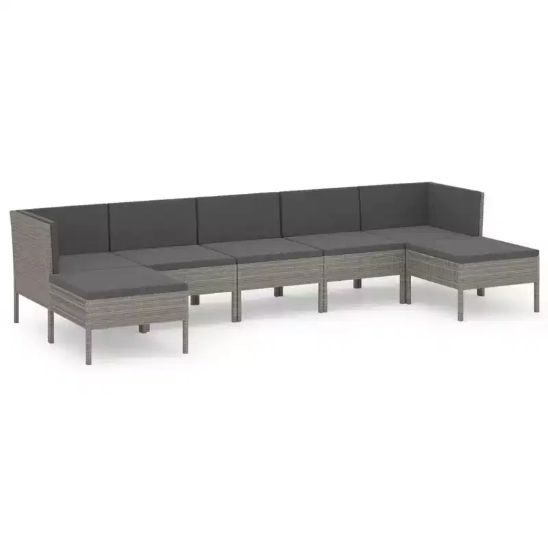 vidaXL Garden Lounge Set Patio Sectional Sofa Couch Outdoor Poly Rattan Grey