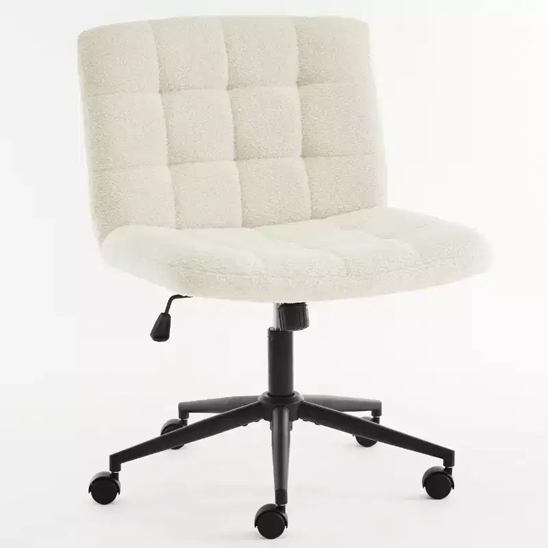 Furniliving Swivel Task and Office Chair, Faux Shearling