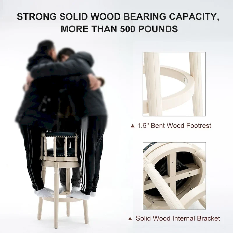 Leather Wooden Bar Stools
