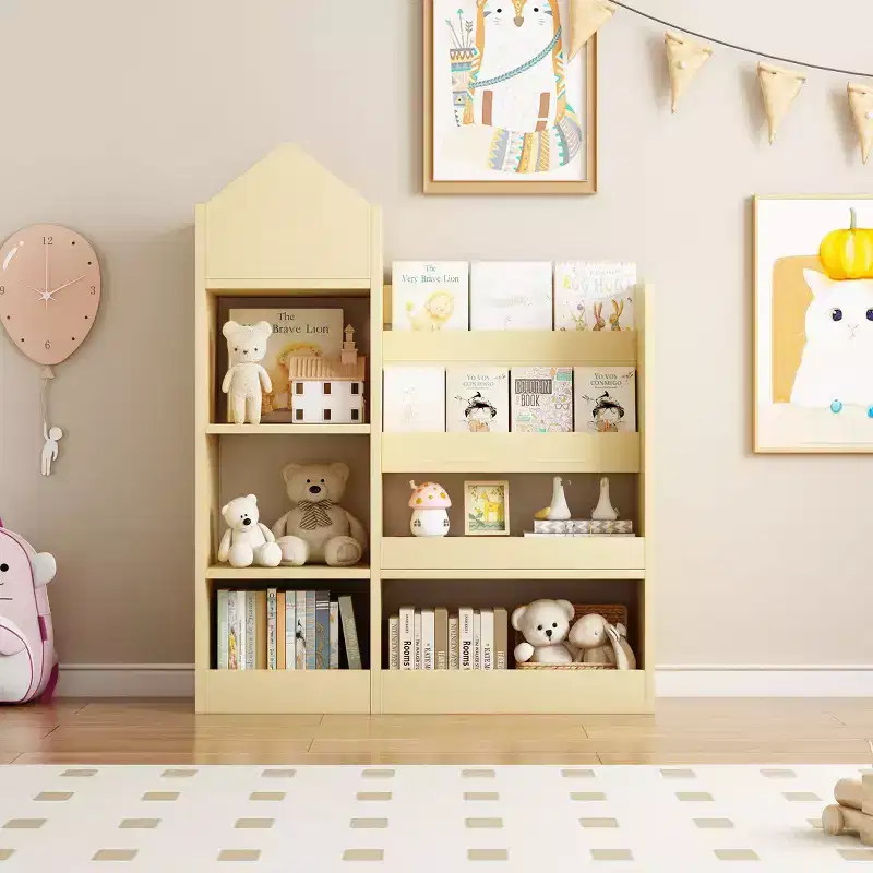 Wood Kids Bookshelf with 6 Compartments