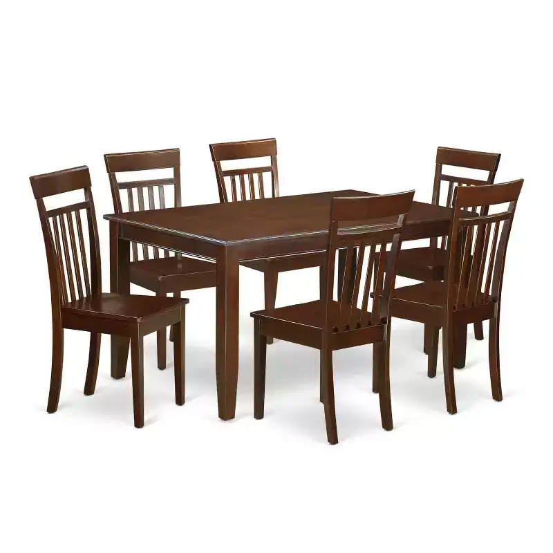 Classic 7 Piece Dining Set - Rectangle Wood Table & 6 Chairs - Kitchen Dinette Set