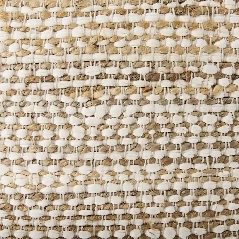 Mercana Ekani Cream & Beige Cotton Square Pouf