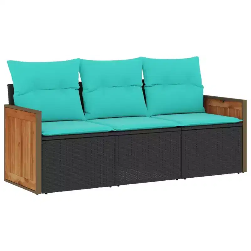 vidaXL Patio Sofa Set Black, Blue