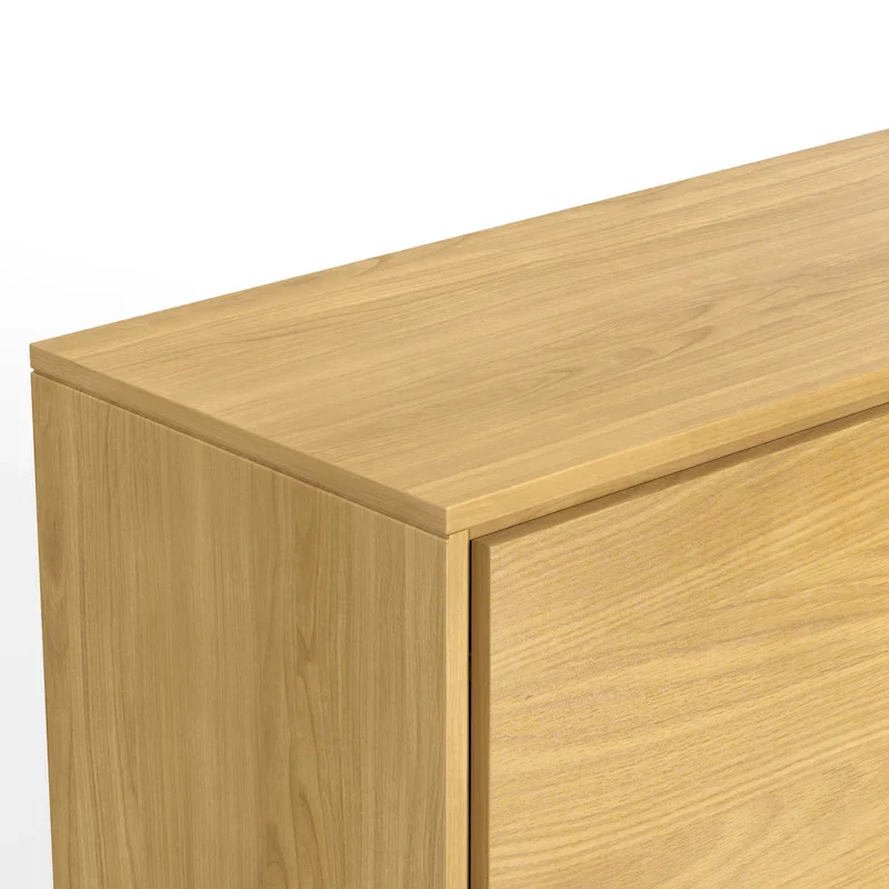 WYNDENHALL Mitchell Metal 60 inch Wide Rectangle Modern Industrial Sideboard Buffet in OAK WOOD - 60 x 17 x 30