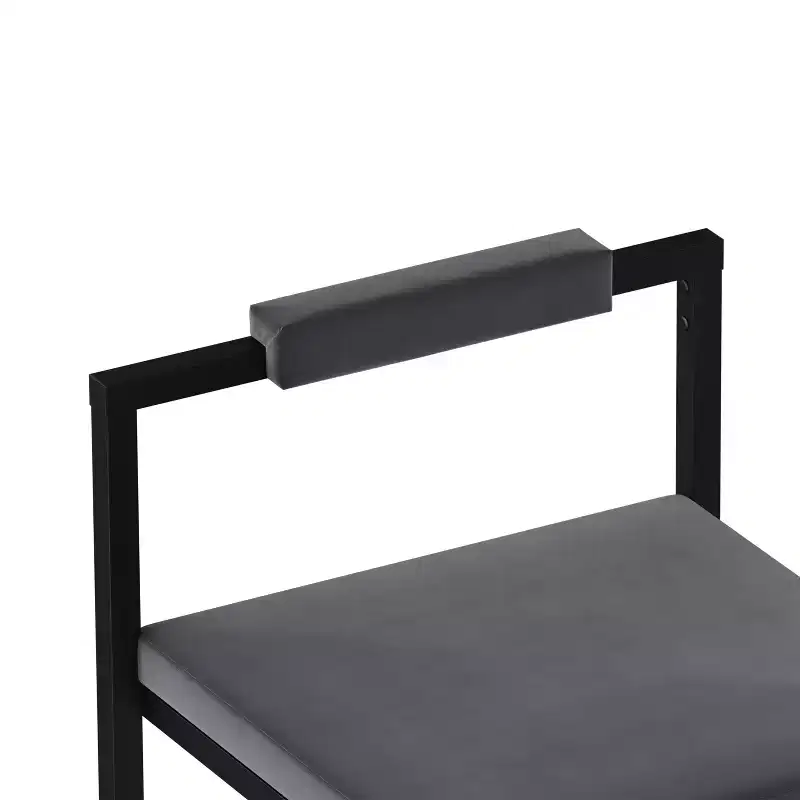 Velvet Upholstered Bar Stools Counter Height With Footrest Backrest Modern Dining Chairs Black Gray