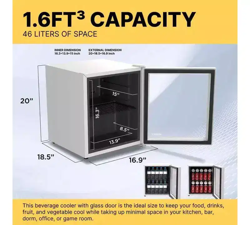 Husky 2.3 Cu.Ft Premium Freestanding Beverage Cooler & Mini Fridge