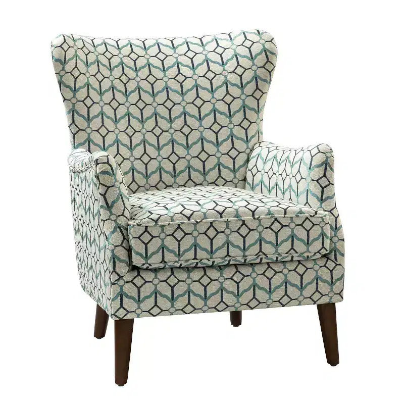 Nikolaus Comfy Living Room Armchair with Floral Fabric Pattern and Wingback| ART OF LIVING DESIGNS