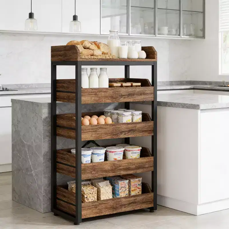Rustic Wooden Wine Rack with 5 Shelves